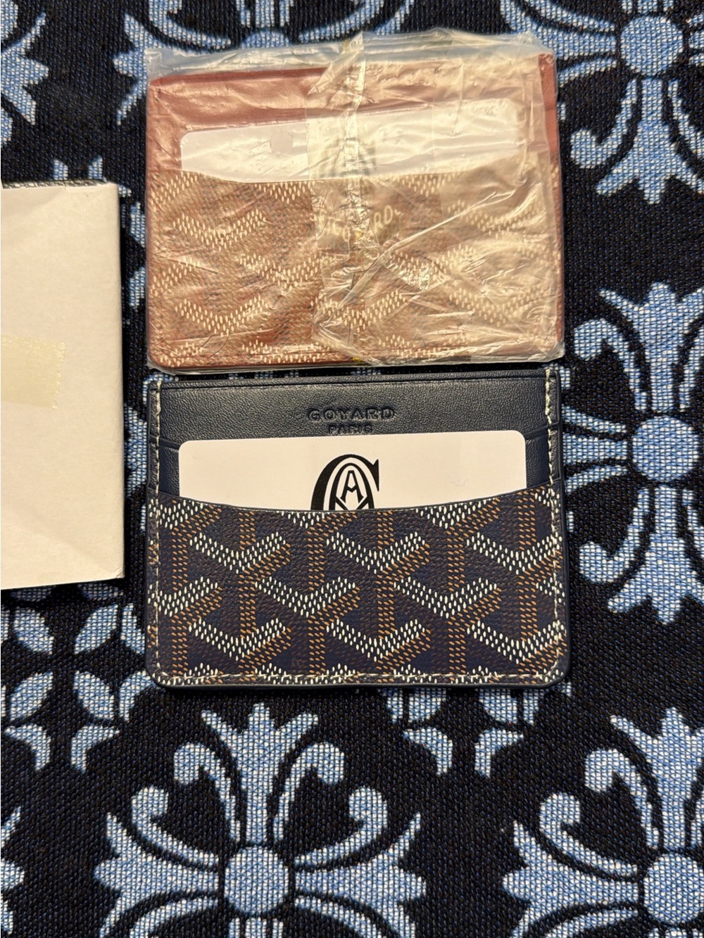 Goyard Card Holder Duo in Navy and Brown
